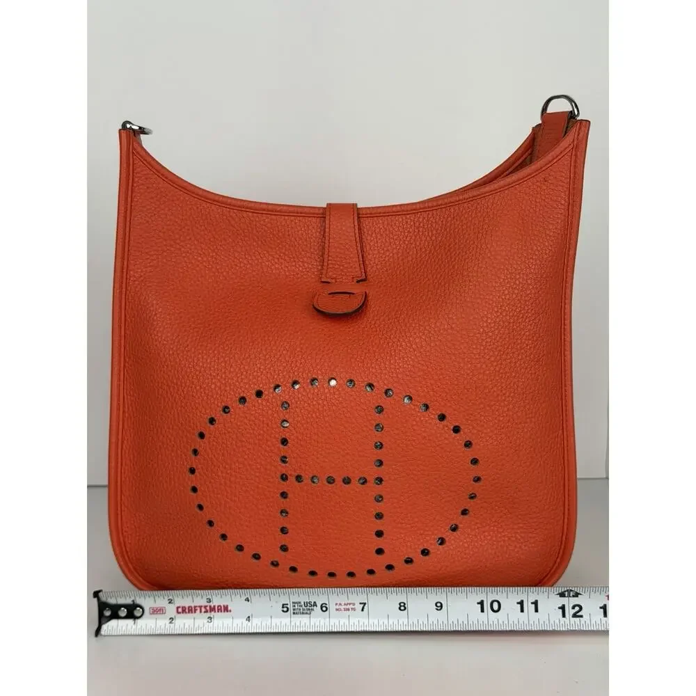 Hermes Evelyne 29 Bag Orange Poppy Taurillon Clemence Leather 2017 - Picture 15 of 16